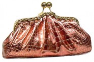 Evening Bag - Metallic Embossed w/ Rhinestone Frame - Red - BG-EV6145RD